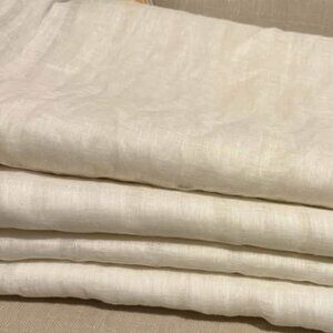 Restoration Hardware Belgian Linen 50W x 108L Stripes Sheer Drapes. Set of 2